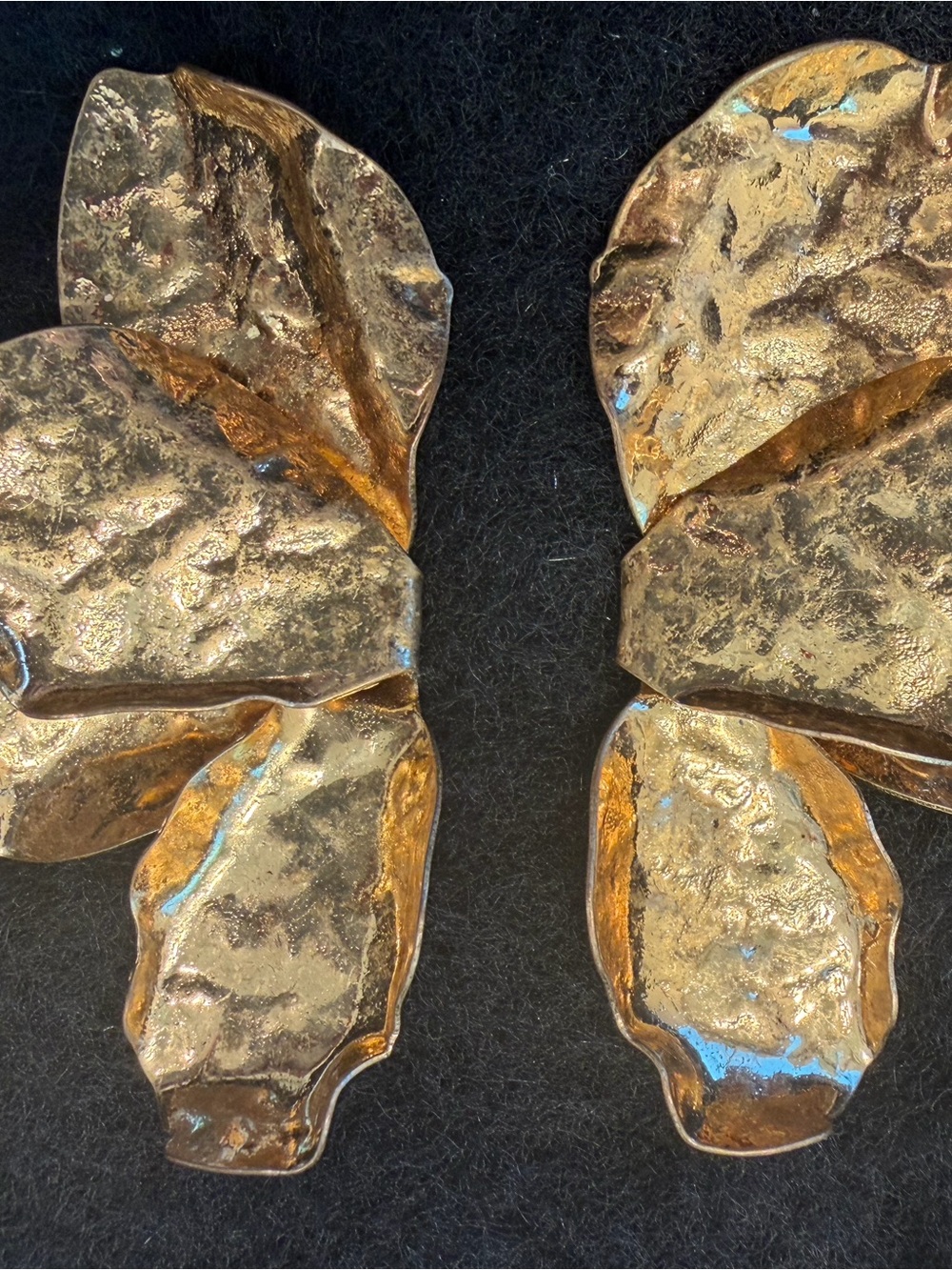 Zara Gold Textured Leaf Drop Earrings
